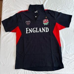 Men’s England Rugby Polo with Heart Embroidery and Bull Dog Logo on Back